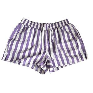 Urban Outfitters Purple and White Striped Shorts Womens Small Drawstring Cotton